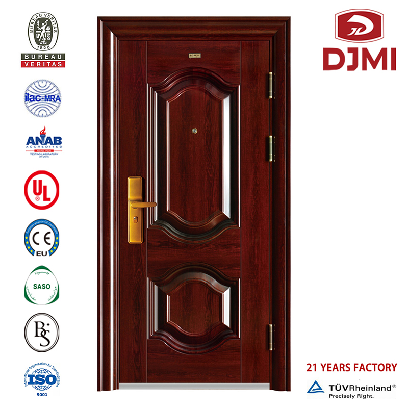 Porta in acciaio di sicurezza principale in acciaio inossidabile Nuovo design Porte di sicurezza scorrevoli decorative Porta in acciaio a un'anta e mezza Carta a nido d'ape nuovissima per sicurezza Porte metalliche esterne classiche a 6 pannelli Porta in acciaio europeo